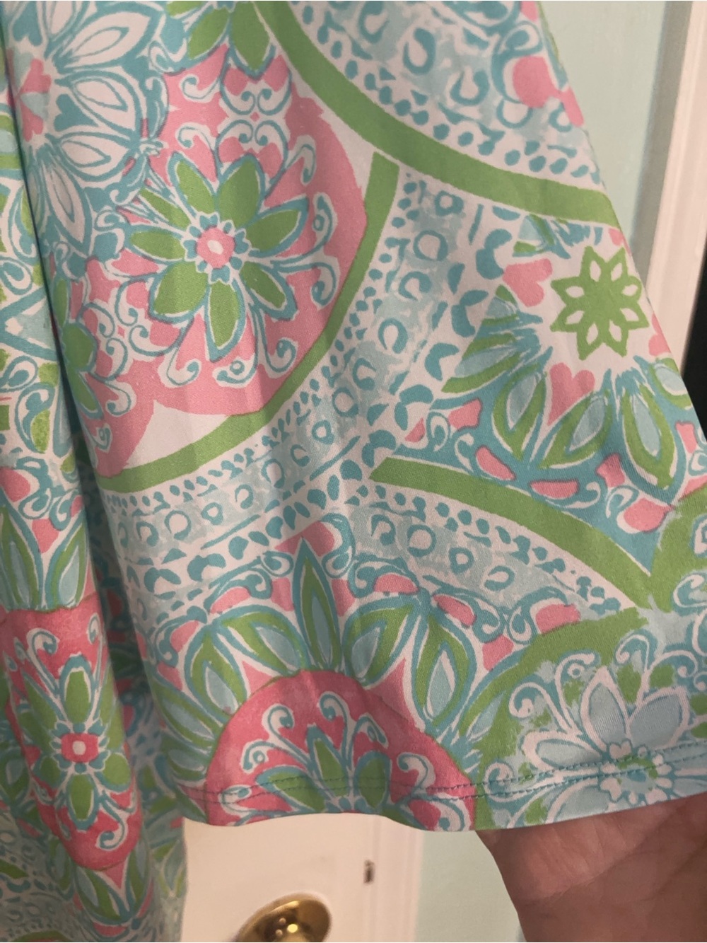 Ruby Rd Mint, Pink & Aqua Floral V-Neck Tunic 1x. Liquid knit - Picture 4 of 4